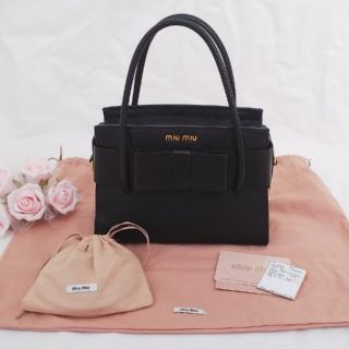 ミュウミュウ(miumiu)の新品❤miumiu MADRAS FIOCCO【NERO】(ハンドバッグ)