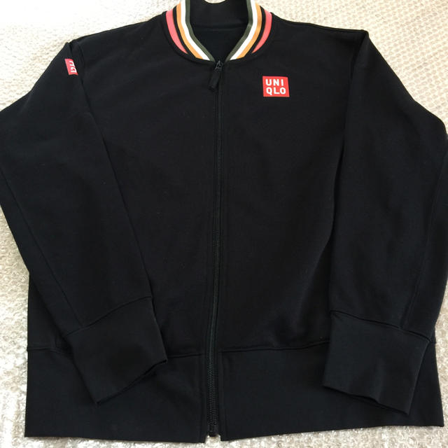 UNIQLO(ユニクロ)の新品 錦織圭スウェット ジャケット ブラックMサイズ スポーツ/アウトドアのテニス(ウェア)の商品写真