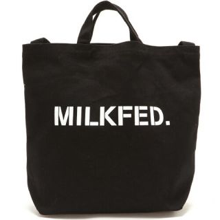 ミルクフェド(MILKFED.)の【新品】ミルクフェド LOGO TOTE  ブラックSHOULDER2 ブラック(トートバッグ)