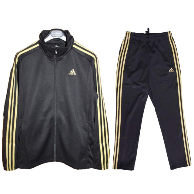 【レア】adidas  トラックジャケット ラインジャージ  黒×ゴールド L