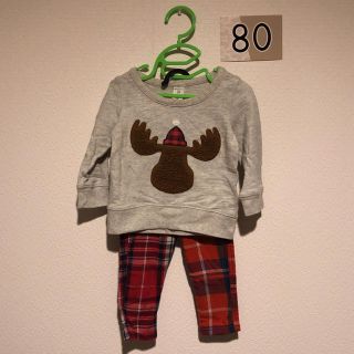 ベビーギャップ(babyGAP)のセット販売 クリスマス トナカイ 赤チェック トレーナー 長ズボン(トレーナー)