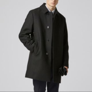 エンバ ロングコート ステンカラーコート ブラック 11号 カシミヤ100%