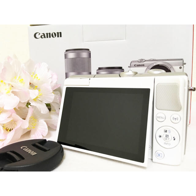 通販人気商品 連休セール❤️新品 Canon EOS M100 レンズキット ホワイト 激安