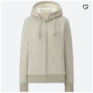 ユニクロ(UNIQLO)のボアスウェットフルジップパーカー/ベージュ/3XL(パーカー)