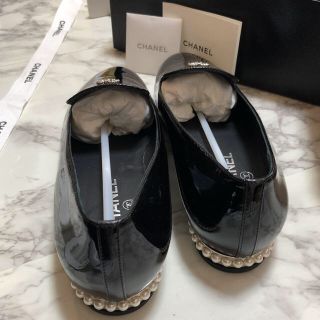 CHANEL - CHANEL 極美品 パール オペラシューズ 38 ブラック 正規品の