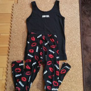 アナップキッズ(ANAP Kids)のANAP 黒タンクトップ＆スパッツセット(Tシャツ/カットソー)