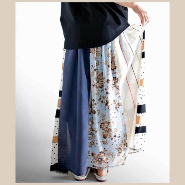 antiqua(アンティカ)のantiqua ドッド柄切替スカート レディースのスカート(ロングスカート)の商品写真
