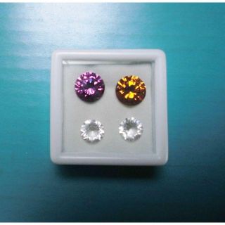 😄合成サファイア💜🧡🤍３カラー 計4ps 6.4ct ケース付(その他)