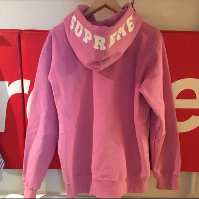 supreme 15AW フェルトロゴ パーカー ピンク L | hartwellspremium.com