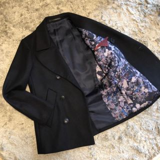 ポールスミス(Paul Smith)のPaulSmith 13AW カシミア&ウール 花柄 Pコート ネイビー(ピーコート)