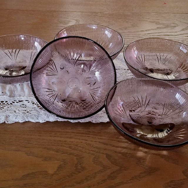 昭和 レトロ ガラス 食器 5個セット 新品