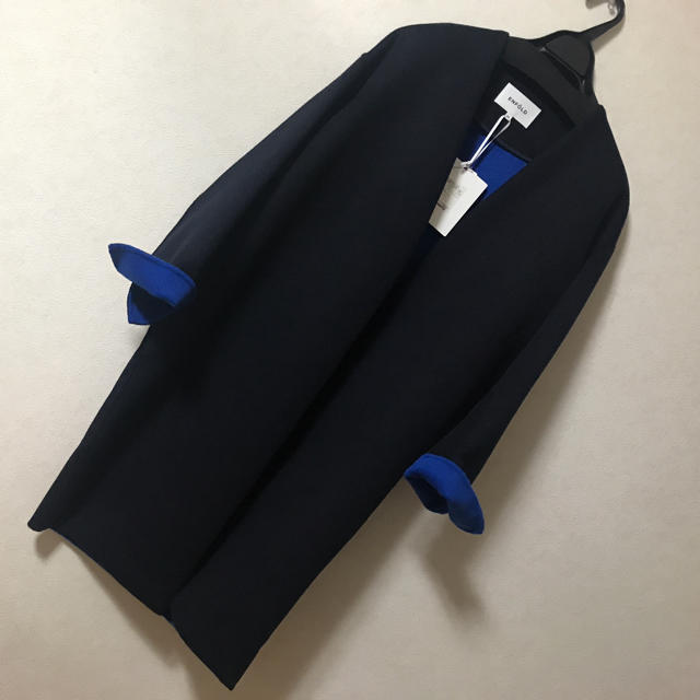ENFOLD - 2018 新品 ENFOLD エンフォルド ウールリバー ノーカラーコート 36