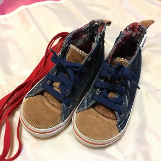 ヴァンズ(VANS)のvans☆ハイカット☆デニム&ベロア☆18cm(スニーカー)