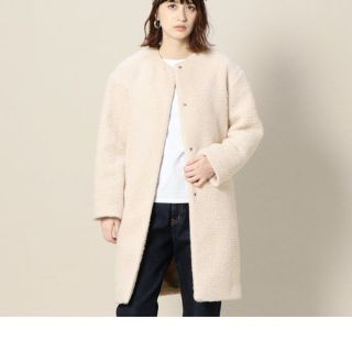 ビューティアンドユースユナイテッドアローズ(BEAUTY&YOUTH UNITED ARROWS)の新品　kurocch様専用BY ボア ドロップショルダー ノーカラーコート
(ノーカラージャケット)