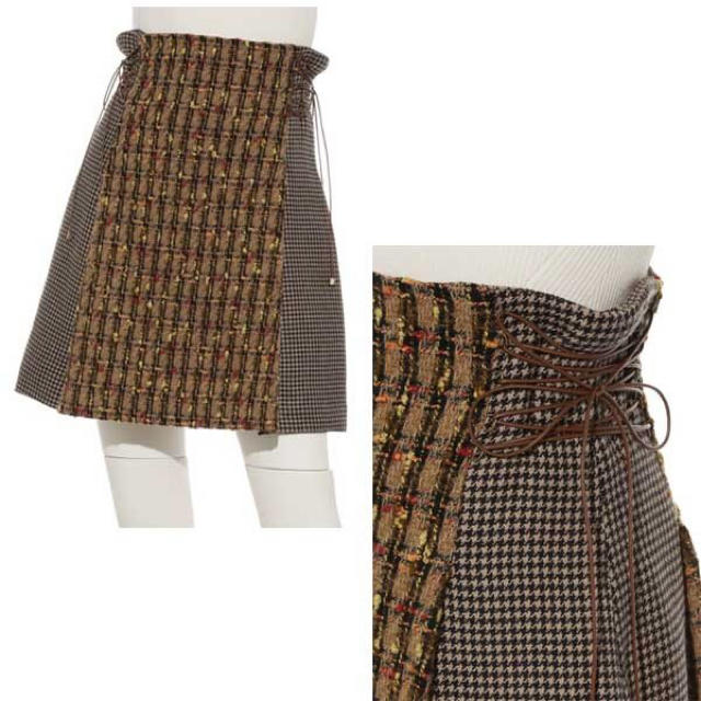 Lily Brown(リリーブラウン)のサイドレースアップ台形スカート レディースのスカート(ミニスカート)の商品写真