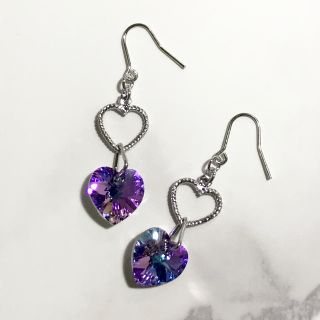 スワロフスキー(SWAROVSKI)の【Swarovski 】ヴィトレイルライト×ダブルハート✴︎ピアス&イヤリング(ピアス)