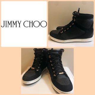 ジミーチュウ(JIMMY CHOO)のジミーチュウ♡ブラックレザー ハイカットスニーカー♡(スニーカー)