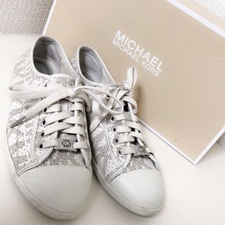 マイケルコース(Michael Kors)のMICHAEL KORS/マイケルコース/総ロゴレザースニーカー/24.5cm(スニーカー)