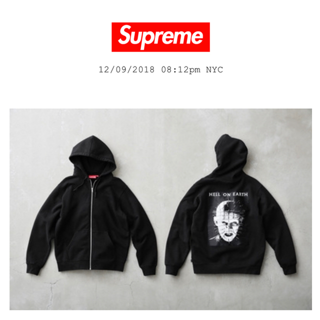2021激安通販 supreme ヘルレイザープルオーバーパーカー黒赤 Lサイズ
