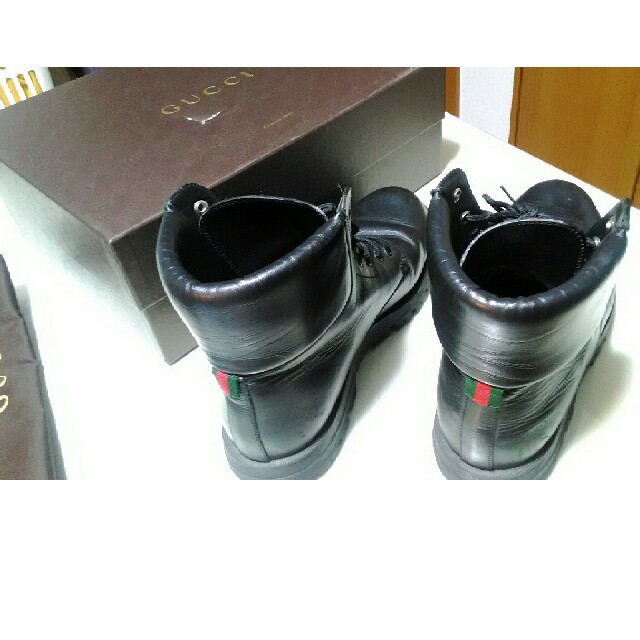 Gucci(グッチ)のグッチ　GUCCI　ブーツ　コンバット　レザー　ブラック メンズの靴/シューズ(ブーツ)の商品写真