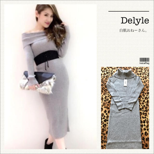 Delyle NOIR(デイライルノアール)のDelyle♡オフタートルリブニットロングワンピ レディースのワンピース(ロングワンピース/マキシワンピース)の商品写真