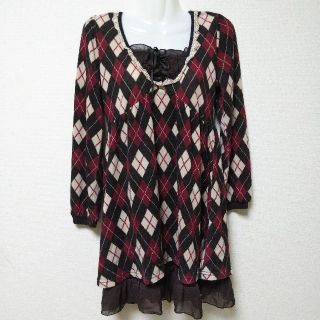 アクシーズファム(axes femme)の【古着】アクシーズファム～アーガイル柄ワンピース(ひざ丈ワンピース)