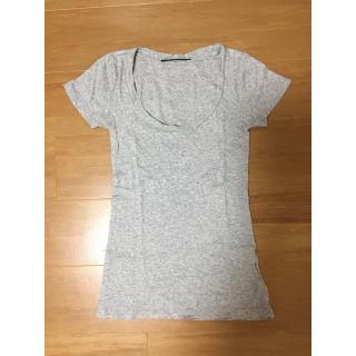 マウジー(moussy)のマウジー UネックTシャツ グレー サイズ1 コットン 綿(Tシャツ(半袖/袖なし))