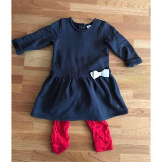 プチバトー(PETIT BATEAU)のむこすた様専用 プチバトー リボンスウェットワンピース 12m74cm80 新品(ワンピース)