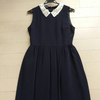 ジルバイジルスチュアート(JILL by JILLSTUART)のゆう様専用☆ジルバイジルスチュアート☆お花ビジュー襟ワンピース(ひざ丈ワンピース)