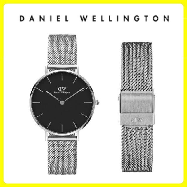 Daniel Wellington(ダニエルウェリントン)の【国内保証付】新品未使用  32mm ダニエルウェリントン シルバー ブラック レディースのファッション小物(腕時計)の商品写真