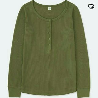 ユニクロ(UNIQLO)のCocot様専用●ユニクロ ● 緑 白 グレー ● ワッフルヘンリーネックT (Tシャツ(長袖/七分))