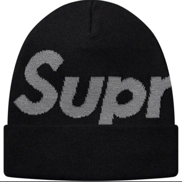 帽子supreme big logo beanie 黒