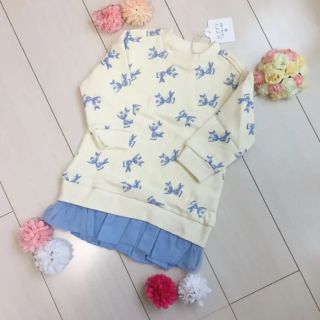 サニーランドスケープ(SunnyLandscape)の♡新品♡アプレレクール ♡裾チュールリボン柄ワンピース♡(ワンピース)