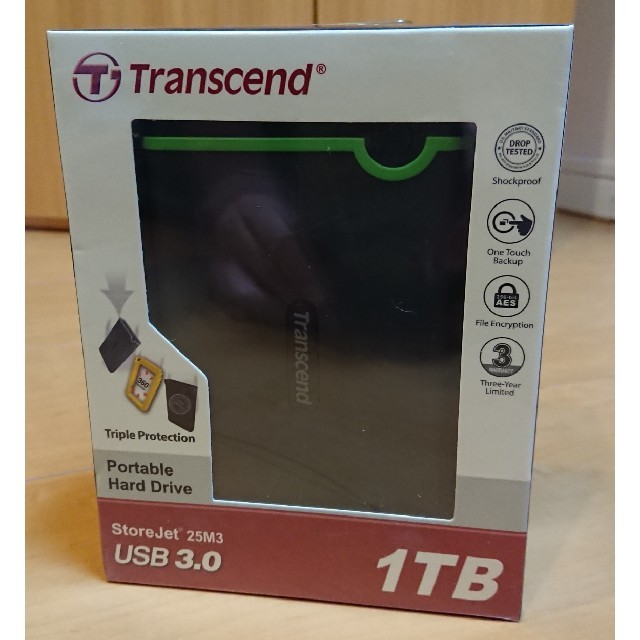 Transcend(トランセンド)の新品 ポータブル 外付けハードディスク HDD 1TB 1.0TB トランセンド スマホ/家電/カメラのPC/タブレット(PC周辺機器)の商品写真