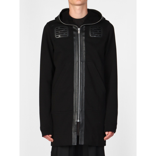 希少 Rick Owens レザー切替フーディー リックオウエンスDRKSHDWトップス