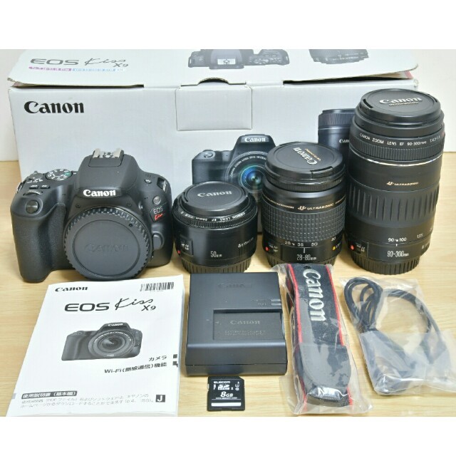 新品ボディ Canon EOS Kiss X9 標準&望遠&単焦点レンズセット