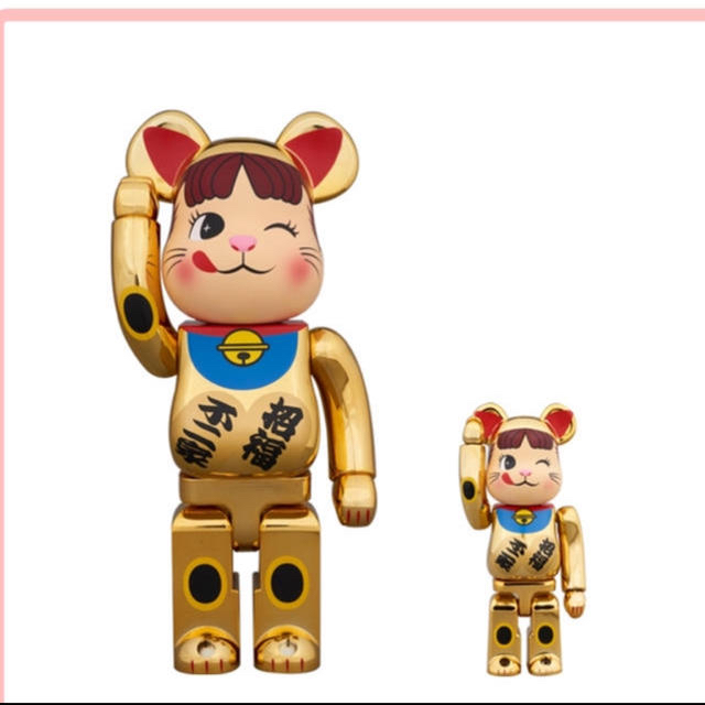 BE@RBRICK 招き猫 ペコちゃん 金メッキフィギュア