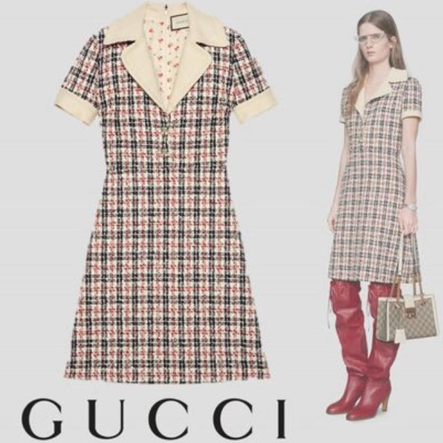 Gucci(グッチ)のGUCCI ツイードワンピース レディースのワンピース(ひざ丈ワンピース)の商品写真