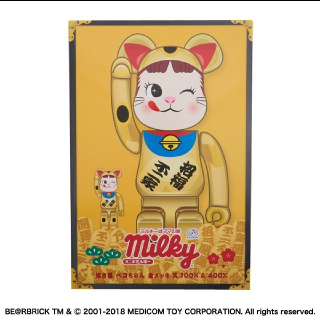 MEDICOM TOY - BE@RBRICK 招き猫 ペコちゃん 金メッキ 弐 100％ ＆ 400％ の通販 by ゆう's shop