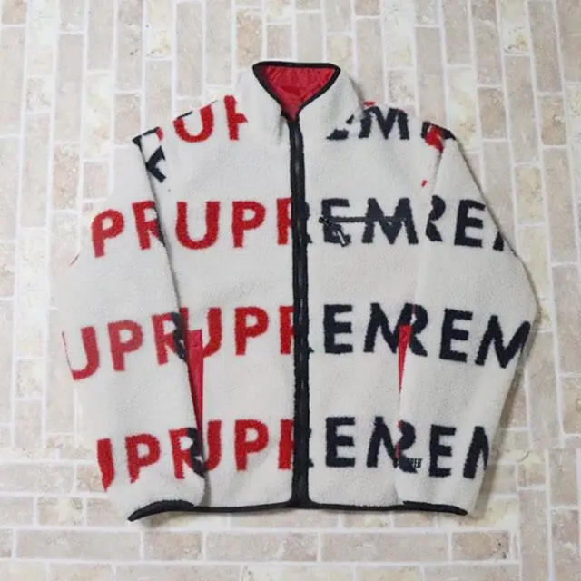 その他 Supreme - supreme reversible logo fleece jacket