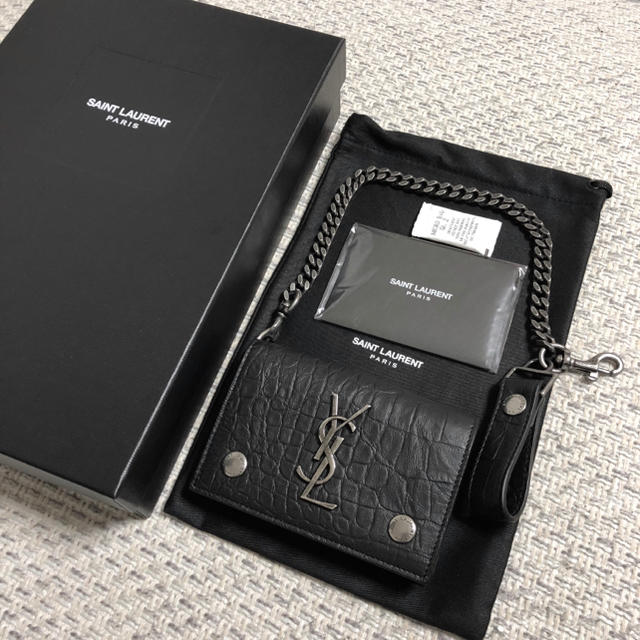 新品！SAINT LAURENT モノグラムチェーンウォレット ブラック | フリマアプリ ラクマ