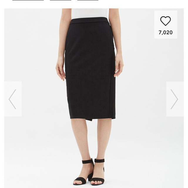 GU(ジーユー)のカットソータイトスカート 黒 レディースのスカート(ひざ丈スカート)の商品写真