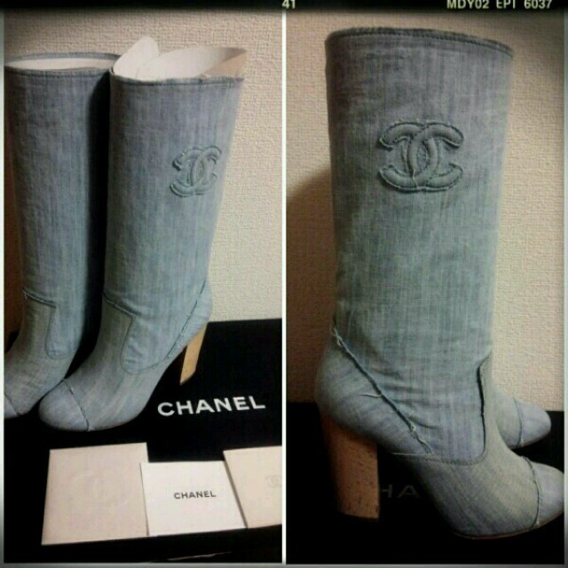 予約】 - CHANEL シャネルブーツ 35,5 デニム ブーツ - mroinsider.com