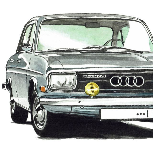 AUDI(アウディ)のGC-924アウディ100LS/A3限定版画 直筆サイン額装●作家 平右ヱ門 エンタメ/ホビーの美術品/アンティーク(版画)の商品写真