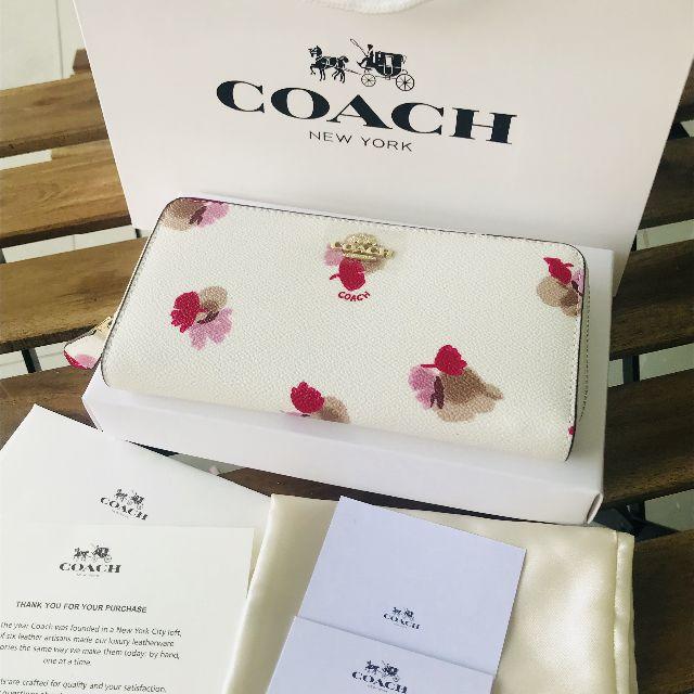 新品★COACH コーチ 長財布 花柄 ホワイト