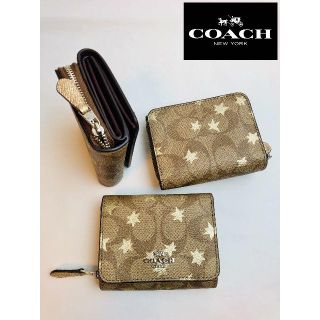 コーチ(COACH)のコーチ COACH 折財布 ミニウォレット 星柄 スター☆カーキ(財布)