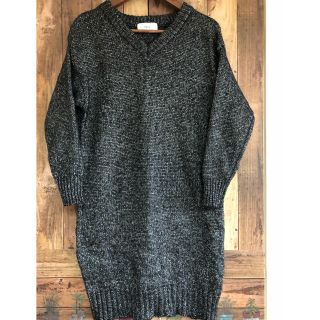 アズールバイマウジー(AZUL by moussy)の美品 アズールバイ マウジー ニットワンピース 黒 ラメ S(ひざ丈ワンピース)