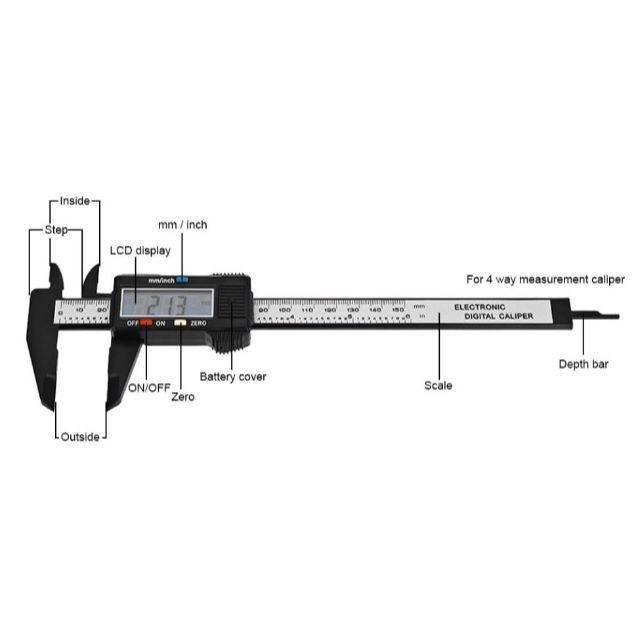 デジタルノギス 電池付 150mm /0.1mm 軽量 DIY カーボン素材 インテリア/住まい/日用品のオフィス用品(その他)の商品写真