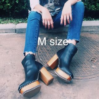 マウジー(moussy)の美品完売品♡moussy wooden heel boots♡マウジーサボブーツ(ブーツ)