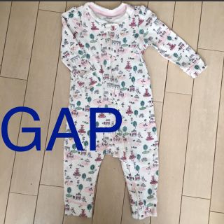 ベビーギャップ(babyGAP)の【BabyGAP】美品カバーオール前開きロンパース9-12 70(カバーオール)